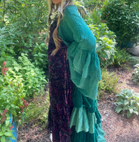A Rare Bird Burnout Velvet High Low Maxi Dress in magenta - women's dress - detail view