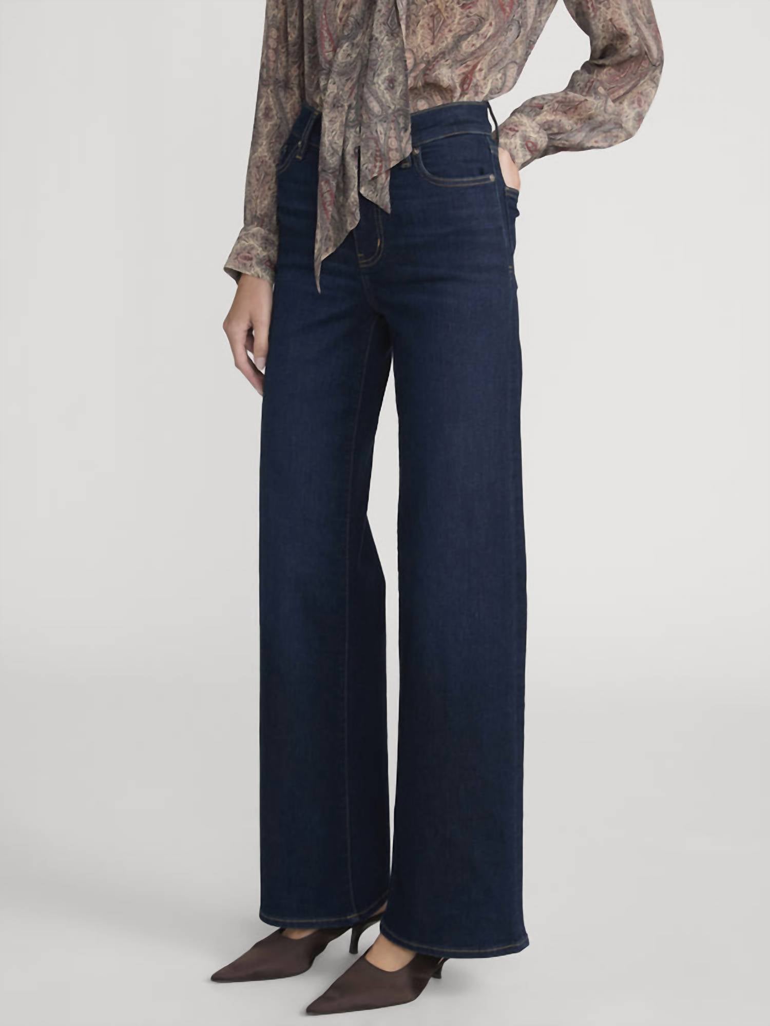 FRAME Le Slim Palazzo Pant Jeans in fairway - women's jeans - alternate view