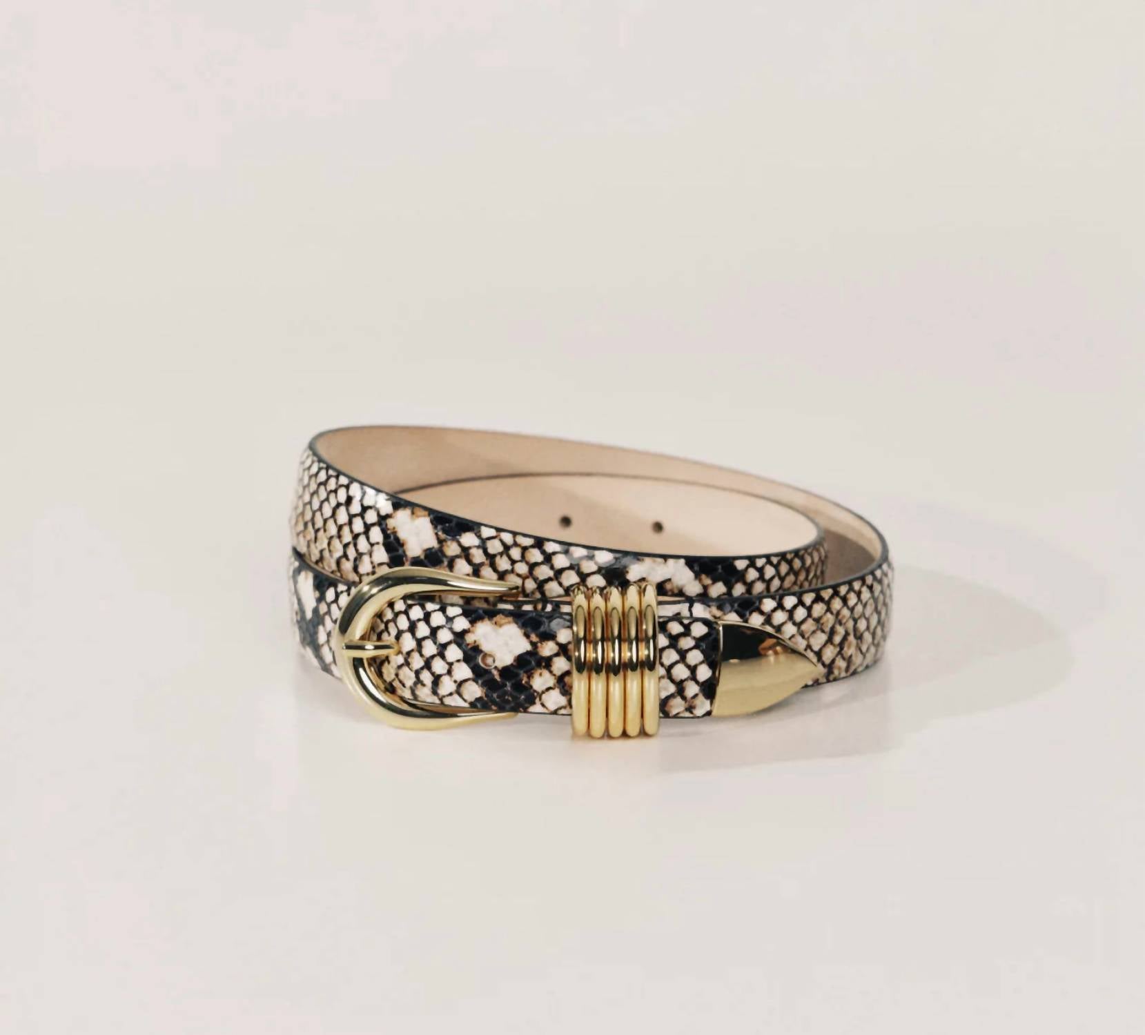Dehanche Women's Hollyhock Snake Belt in desert python 24k gold - women's accessory