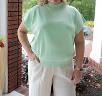 ee:some Cozy And Casual Short Sleeve Top - Plus in mint - women's blouse - alternate view