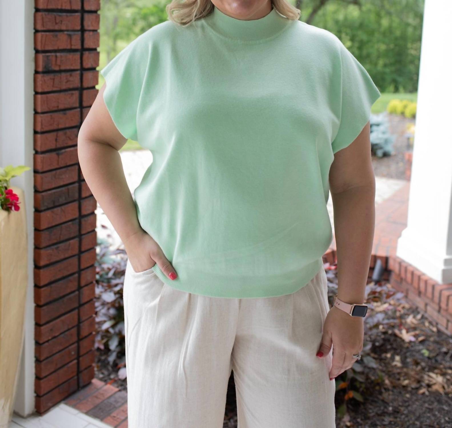 ee:some Cozy And Casual Short Sleeve Top - Plus in mint - women's blouse - alternate view