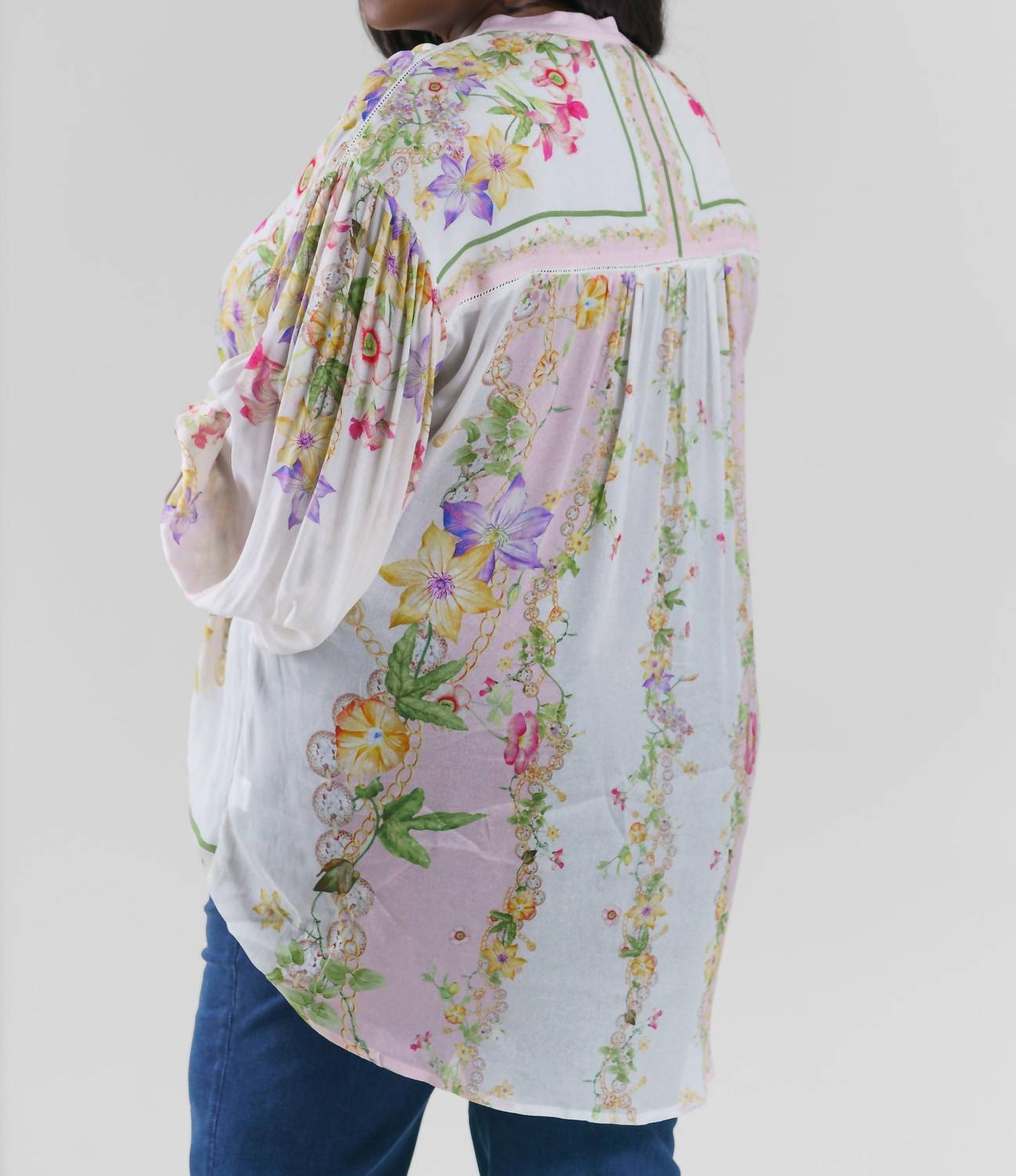 -Bl^Nk- - Alhena V-neck Button Front Shirt - plus