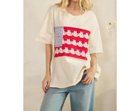 Sage+Fig - Lace-patched Americana Oversized Tee