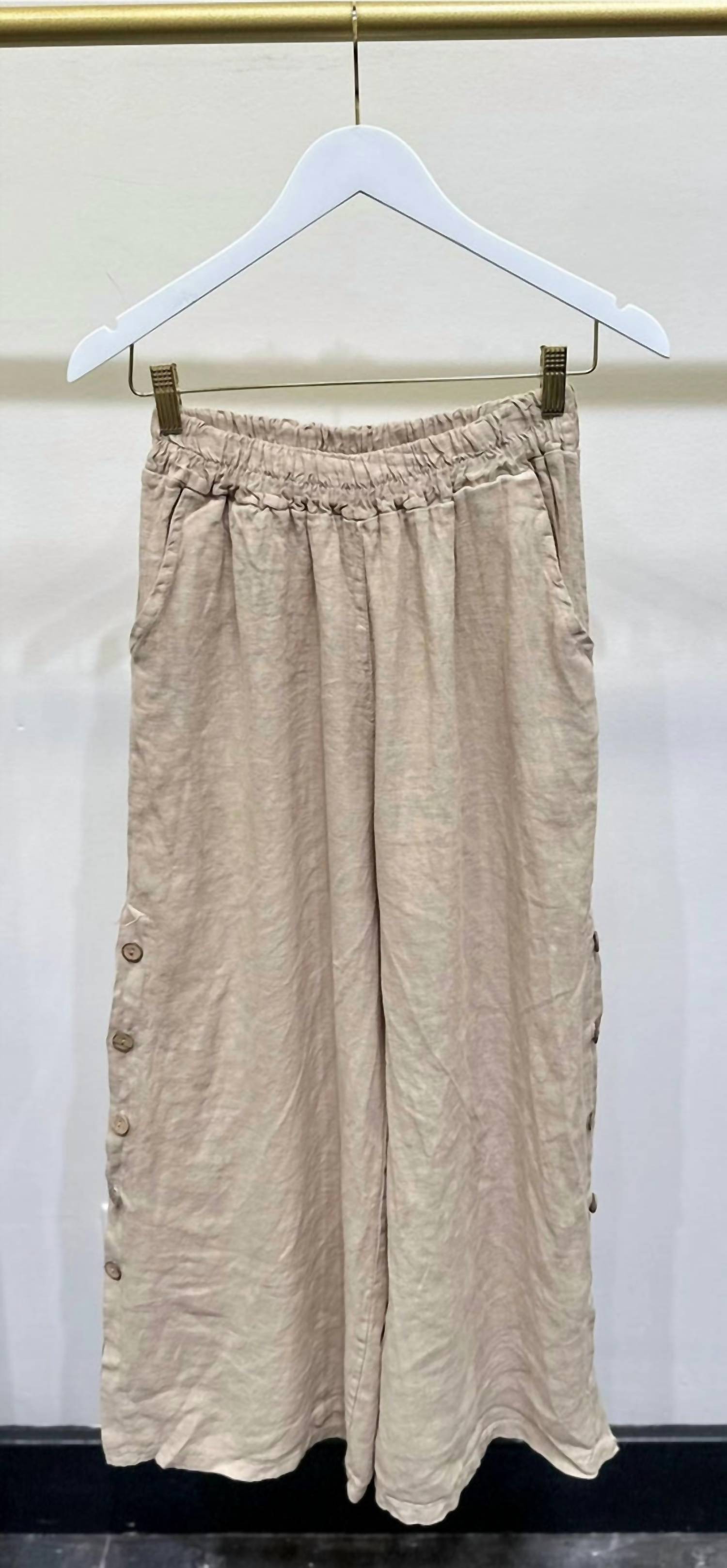 Milio Milano - Wide Leg Side Button Linen Pants