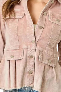Mystree - Washed Corduroy Peplum Jacket