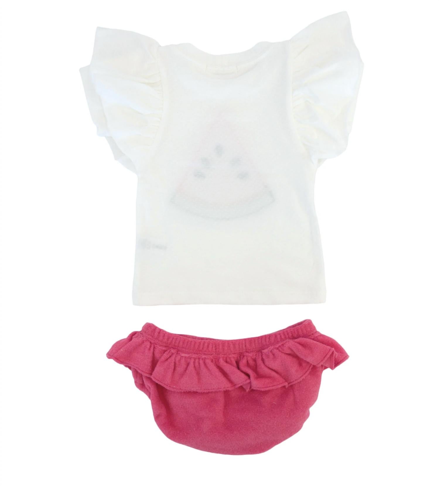 oh baby! Girl's Terry Applique Tee Set in watermelon - kids' t-shirt - detail view