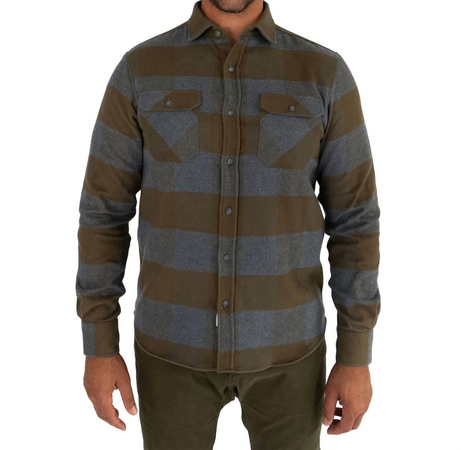 MuskOx Field Grand Flannel Shirt in caper green - men's jacket