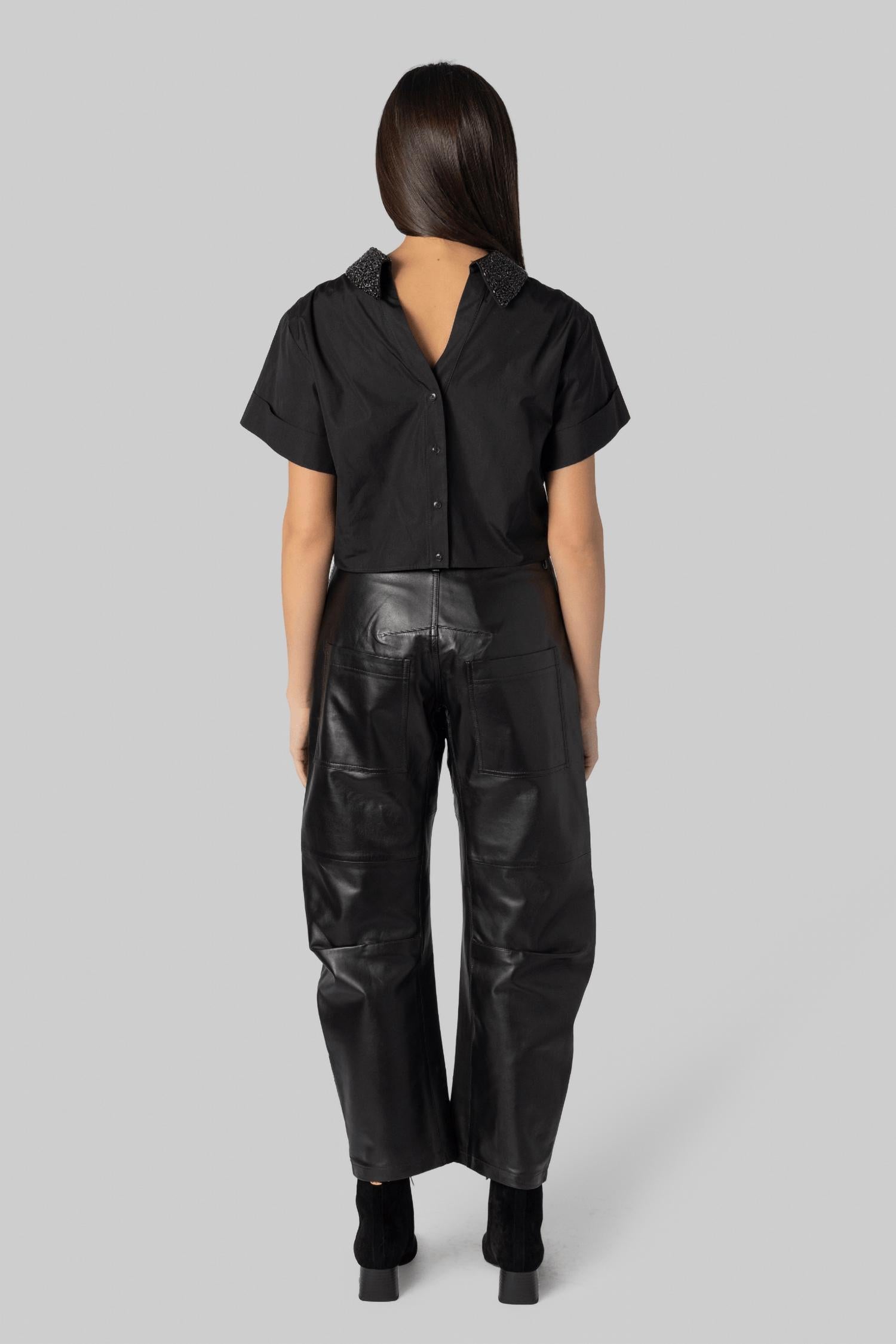 NILI LOTAN Shon Leather Pant in black - women's pants - view 4