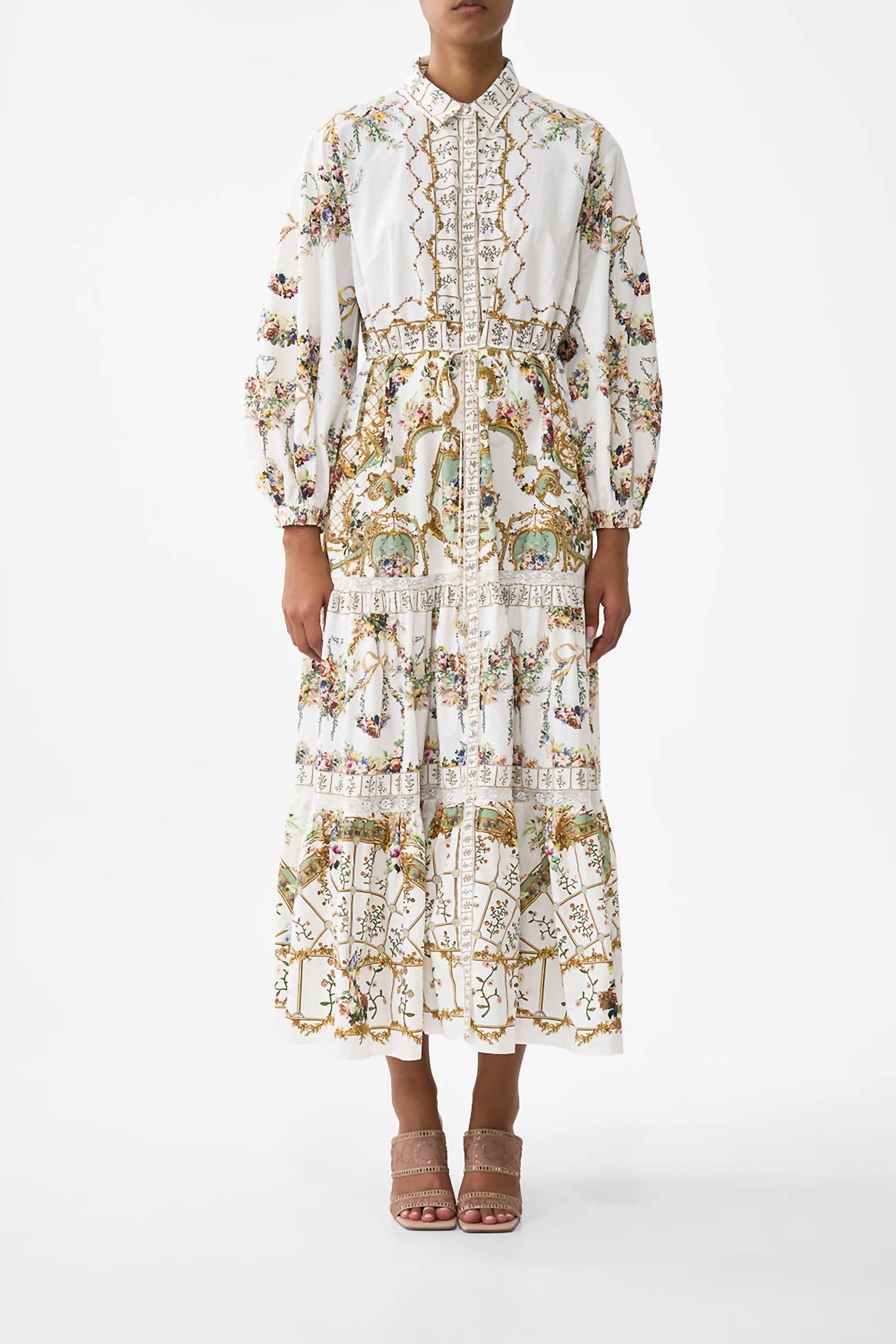 Camilla - Tiered Long Shirt Maxi Dress