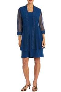 R&M Richards - Shimmery Three Fourth Sleeve Jacket Dress