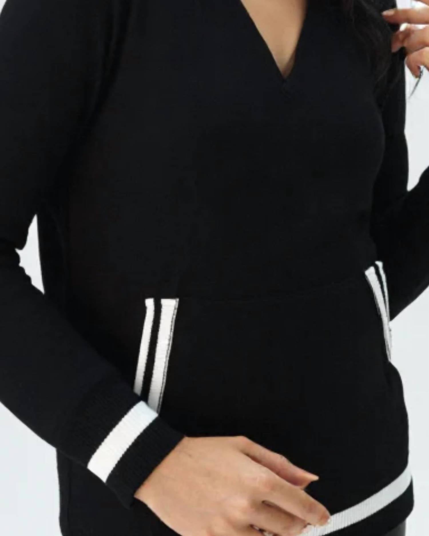 Red Haute - Long Sleeve Stripe Hoodie