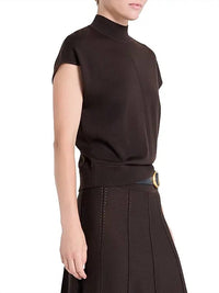 TWP Wren Wool Mock Turtleneck Top in delicioso - women's blouse - detail view