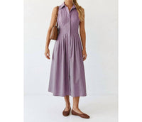 naked zebra Sleeveless Midi Shirt Dress in lilac - women's dress