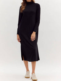 Entro - Solid Long Sleeve Midi Dress
