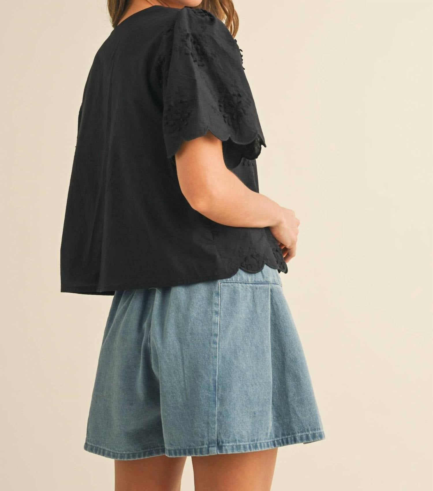 &Merci - Tie Front Collard Lace Top
