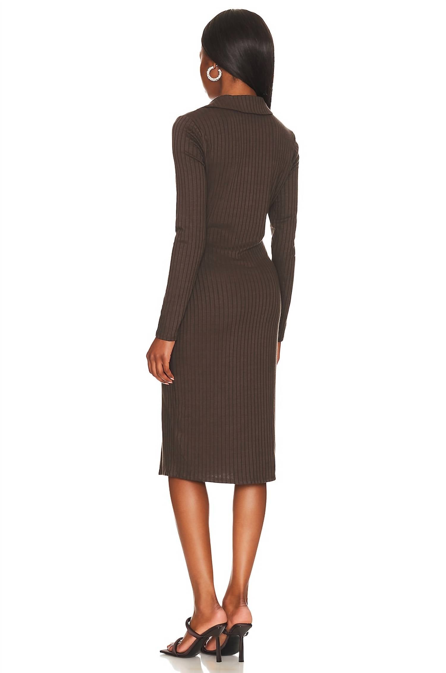 Sanctuary Bodycon Rib Midi Dress in java 1 - women's dress - detail view