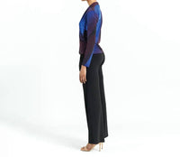 CLARA SUNWOO Long Sleeve Crossover Faux Wrap Top in purple multi 1 - women's blouse - detail view