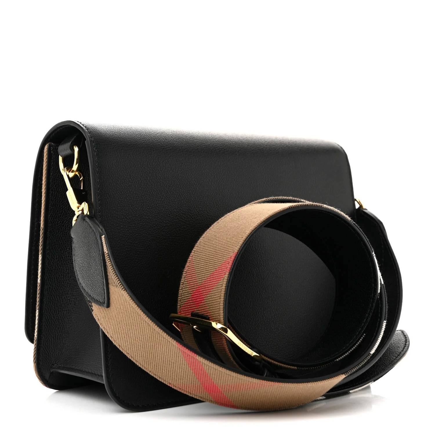 Burberry - Women's Mackford Leather Check Flap Crossbody Bag