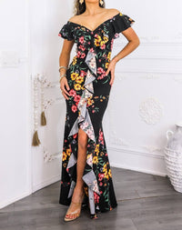 Surelymine - Two-way Floral Ruffle Maxi Dress