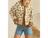 Veveret - Printed Contrast Button Down Sweater