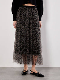 Apricot - Leopard Tulle Skirt