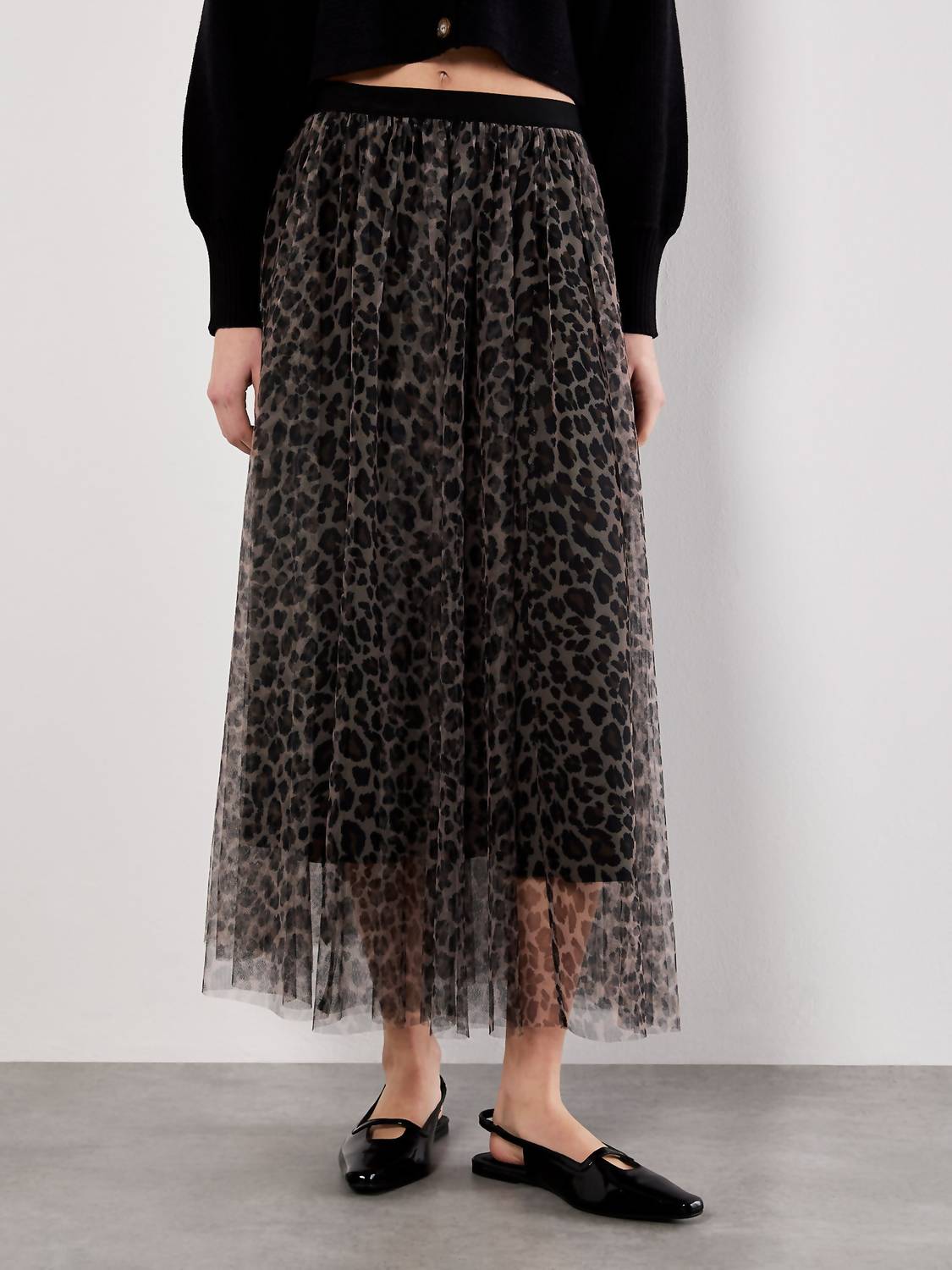 Apricot - Leopard Tulle Skirt