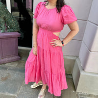 Blu Pepper - Asymmetrical Waist Cut-out Midi Dress