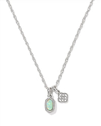 Kendra Scott Women's Mini Elisa Dira Necklace in rhodium green lab grown opal - women's jewelry