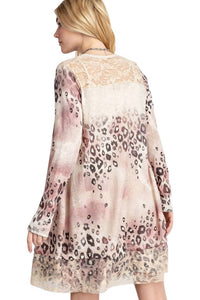 Vocal Apparel - LEOPARD CARDIGAN WITH LACE DETAIL
