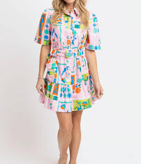 Karlie - Floral Frame Shirt Dress