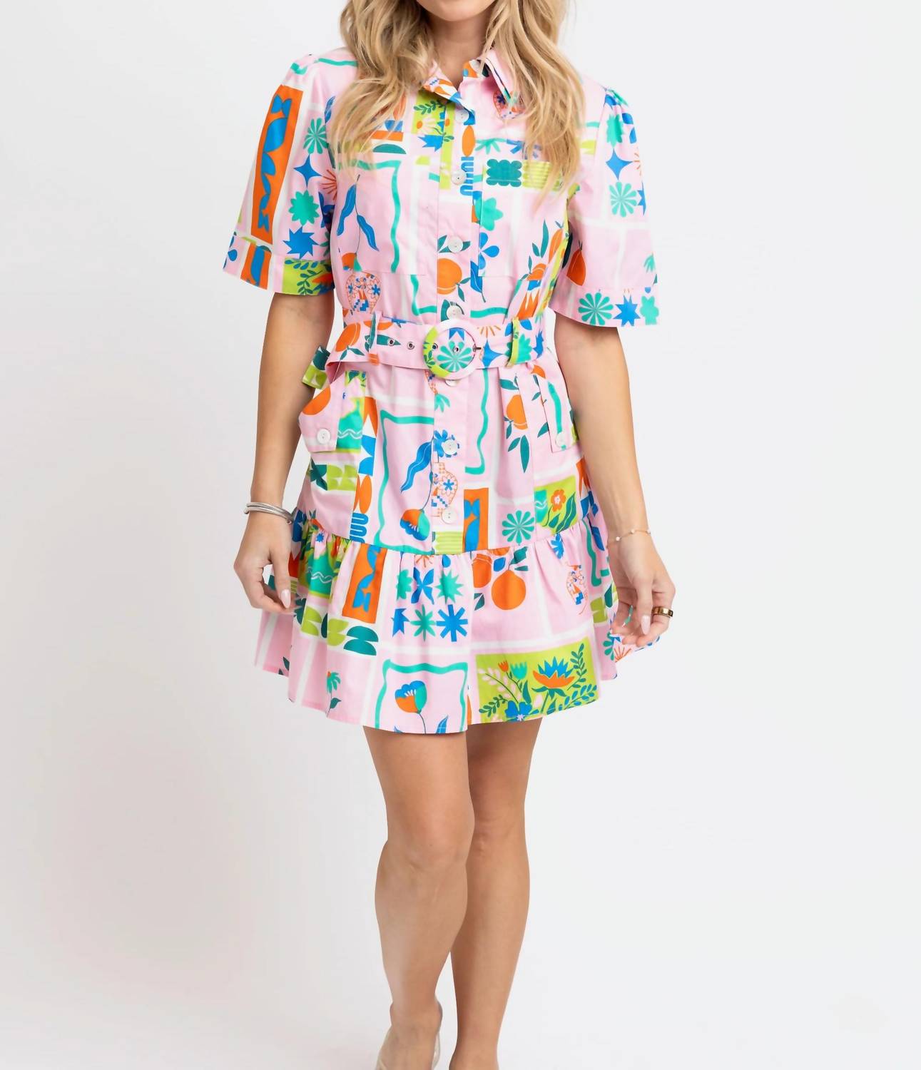 Karlie - Floral Frame Shirt Dress
