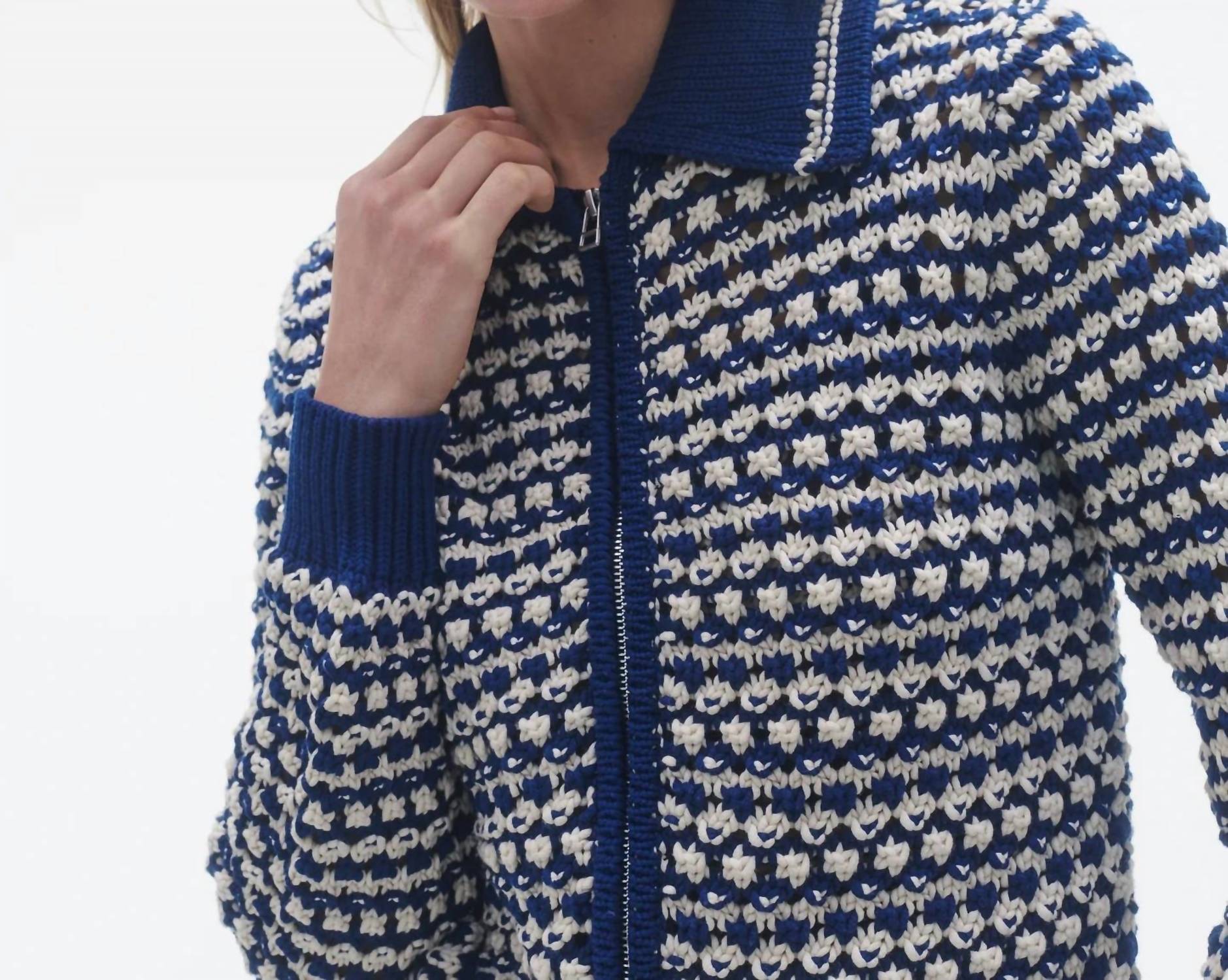 Guest In Residence Women's Kirby Jacket in residence women s kirby jacket in midnight combo - women's jacket - detail view