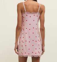Z Supply Little Things Heart Chemise Dress in pink marshmallow - women's intimate - detail view