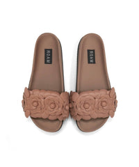 ROAM Women's Fleur Slides in peony pink - women's shoe - detail view