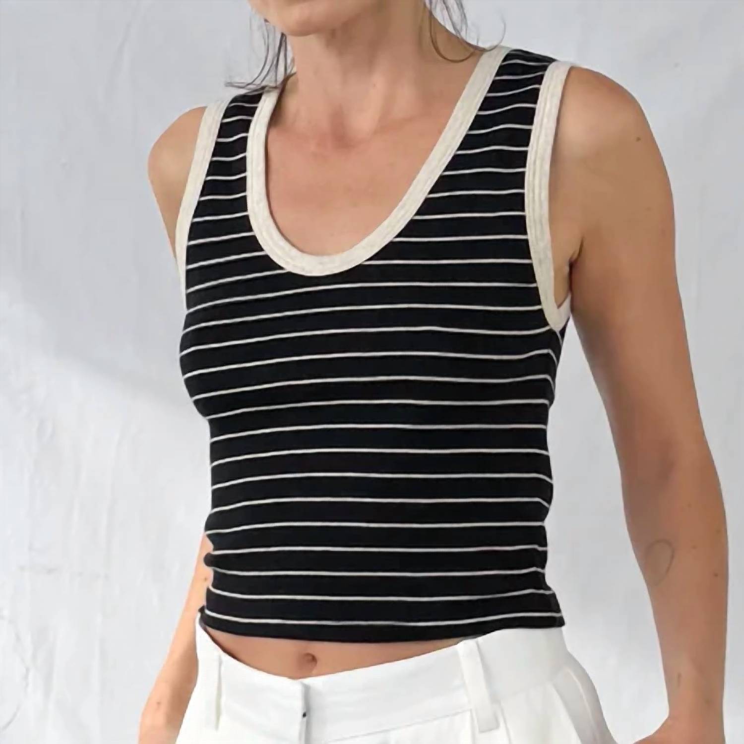 Enza Costa - Stripe Classic U Tank