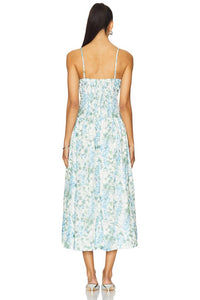 ASTR Capria Midi Dress in blue green floral - women's dress - alternate view