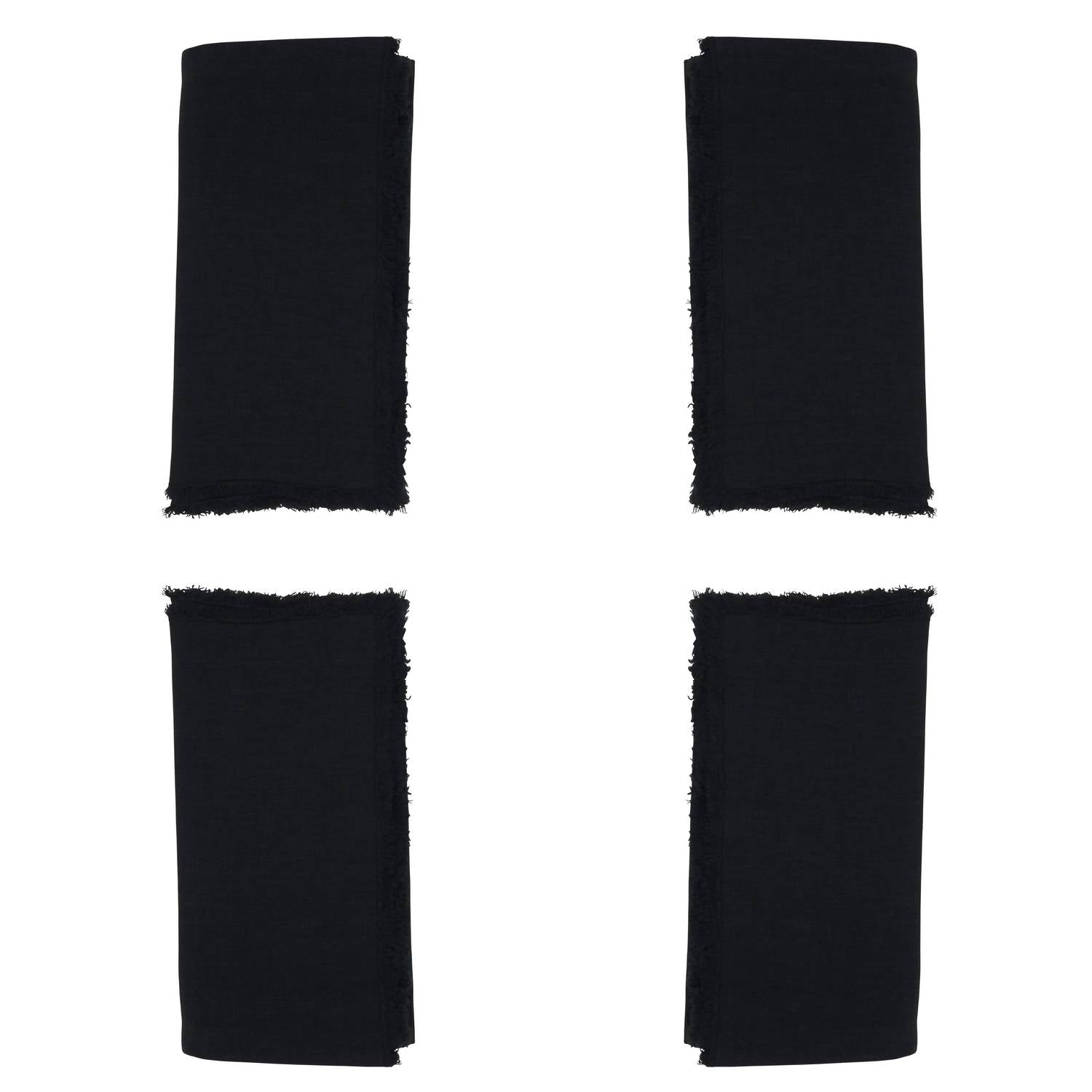 Saro Lifestyle - Fringed Design Stone Washed Napkins - Set Of 4