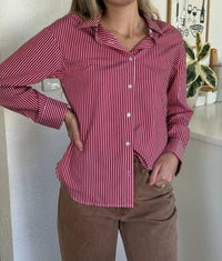 Aureum - Nessa Striped Long Sleeve Button Top
