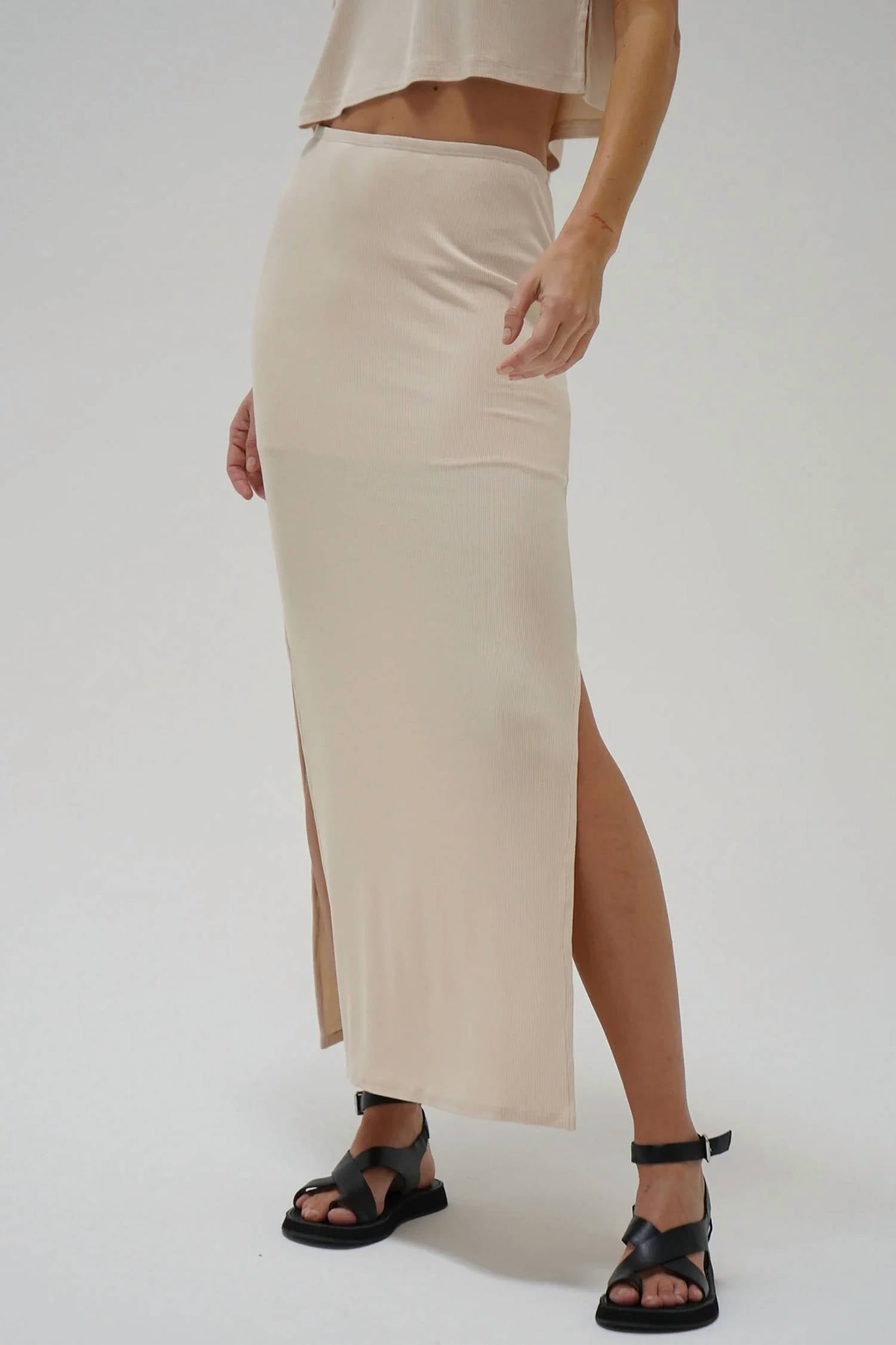 Lna - steph ribbed skirt