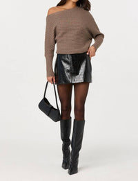 ASTR Samaria Off Shoulder Dolman Sweater in mocha - women's sweater