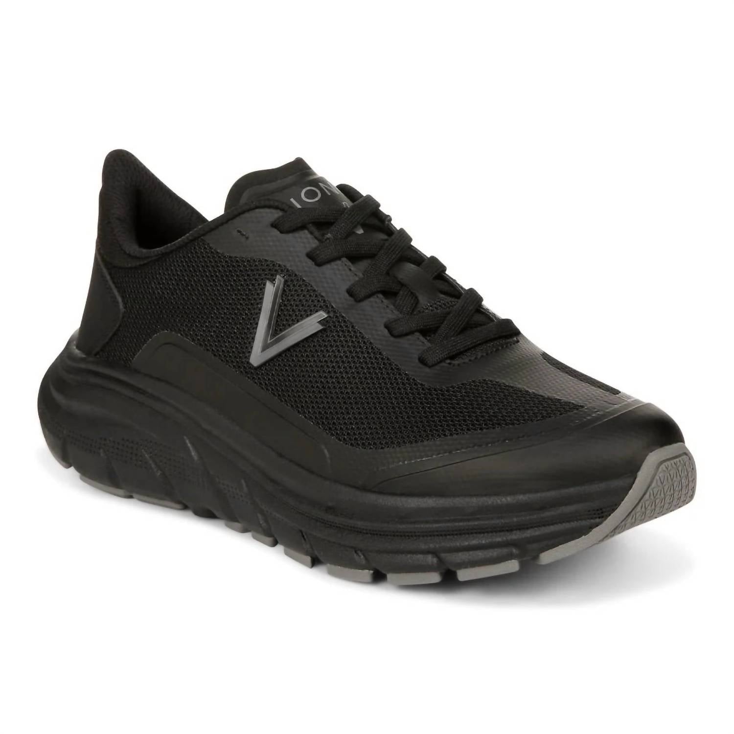 VIONIC Women's Walk Max Stretch Lace Up Sneaker in black mesh - women's sneaker