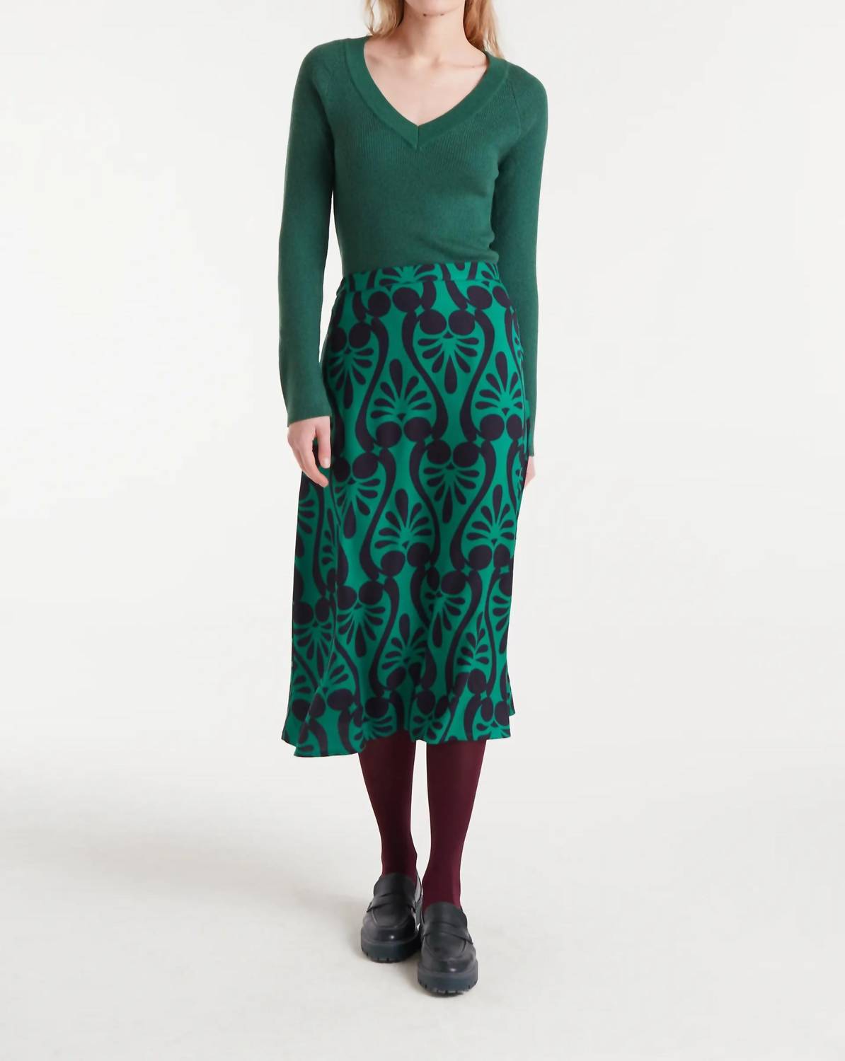 Compania Fantastica Deep V-neck Sweater in green - women's sweater - view 4