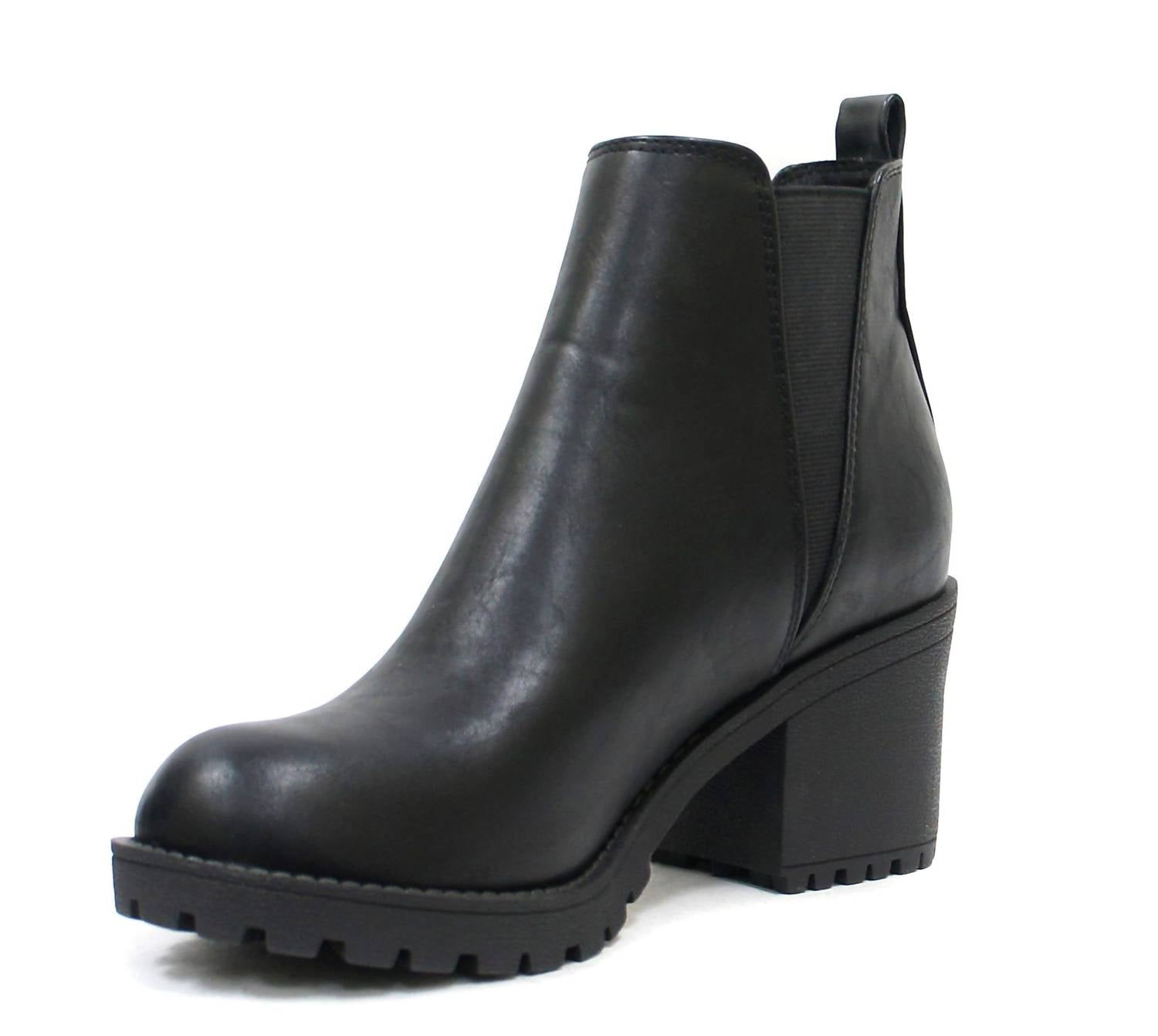 Soda - Women's Origami Lug Sole Mid Heel Ankle Bootie