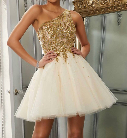 Morilee - One-shoulder Tulle Dress