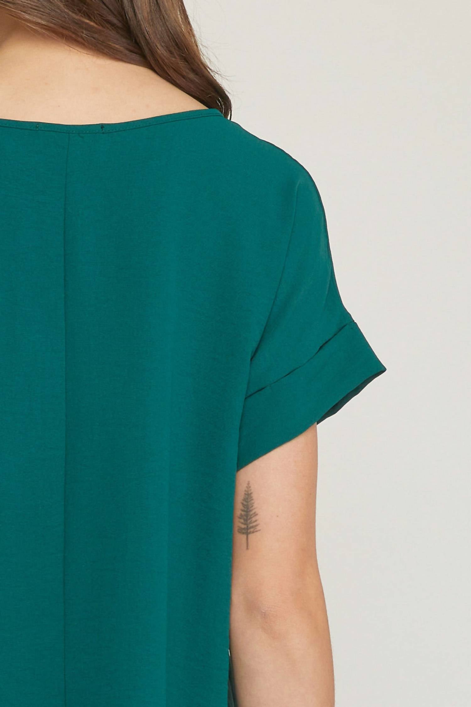 entro Short Sleeve Scoop Neck Top in hunter green - women's t-shirt - view 6