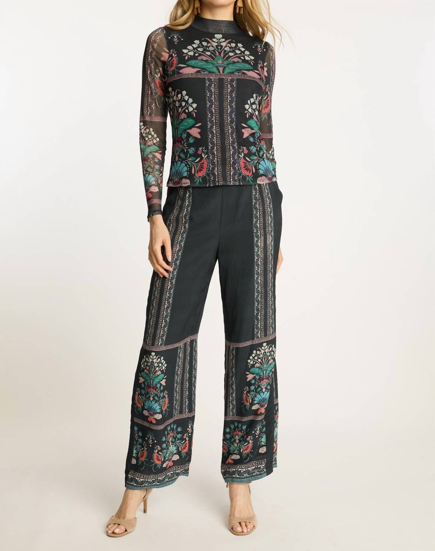 CABALLERO Miller Wide Leg Pants in twilight bloom - women's pants - view 5