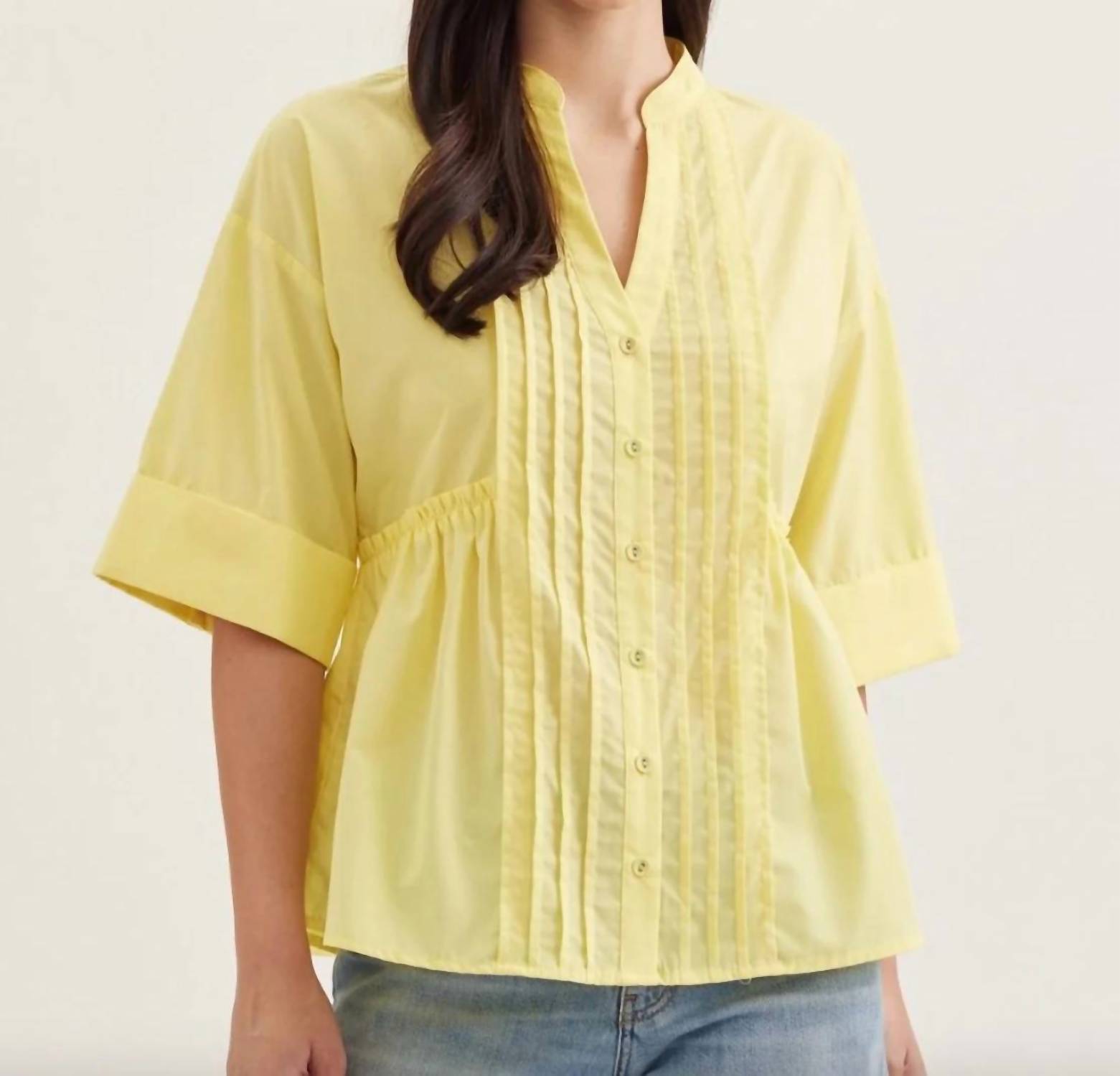 Entro - Solid Cuffed Short Sleeve Top