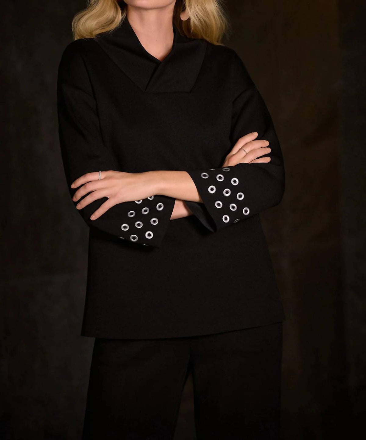Joseph Ribkoff - Grommet Detail Three Quarter Sleeve Top