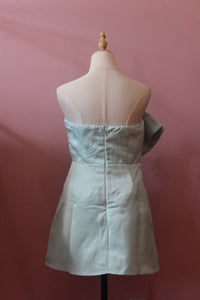 INA Satin Strapless Big Bow Mini Dress in mint - women's dress - detail view