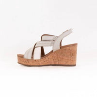 Clarks Women's Sabina Sling Cork-wrapped Wedge in creme leather - women's sandal - view 6